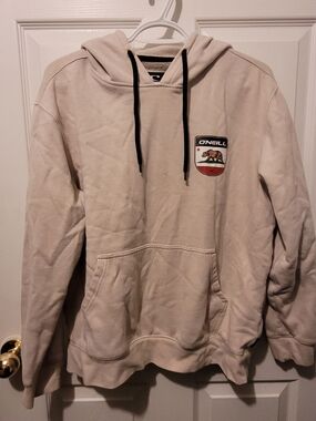 O'Neill Cream Pullover Hoodie with Black Drawstrings